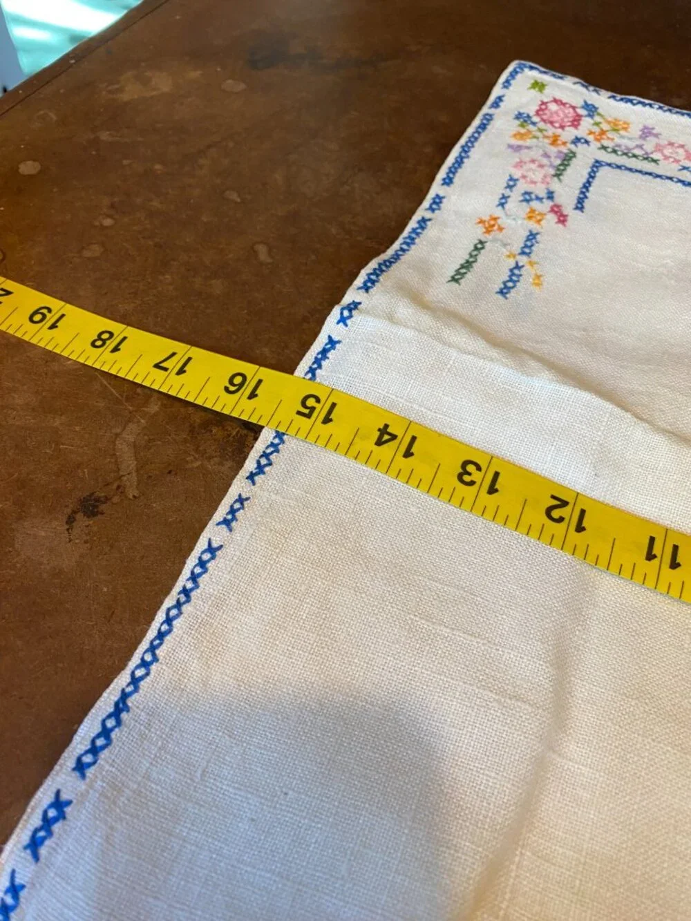1940s SET Hand Embroidered Linen Cloth Napkins Antique White Cottagecore Boho